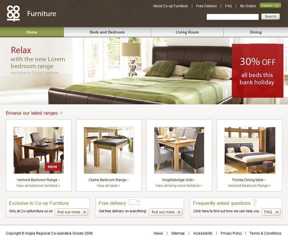 Co–op Furniture home – Final design