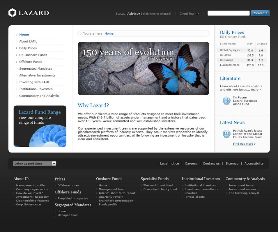 Lazard homepage pitch